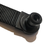 Overmolded polypropylene end on a polyester strap. Overmolding and Insert Molding