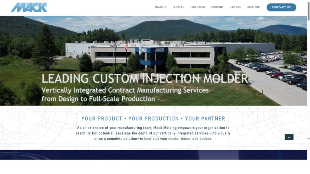 Screenshot of Mack Molding's new Website
