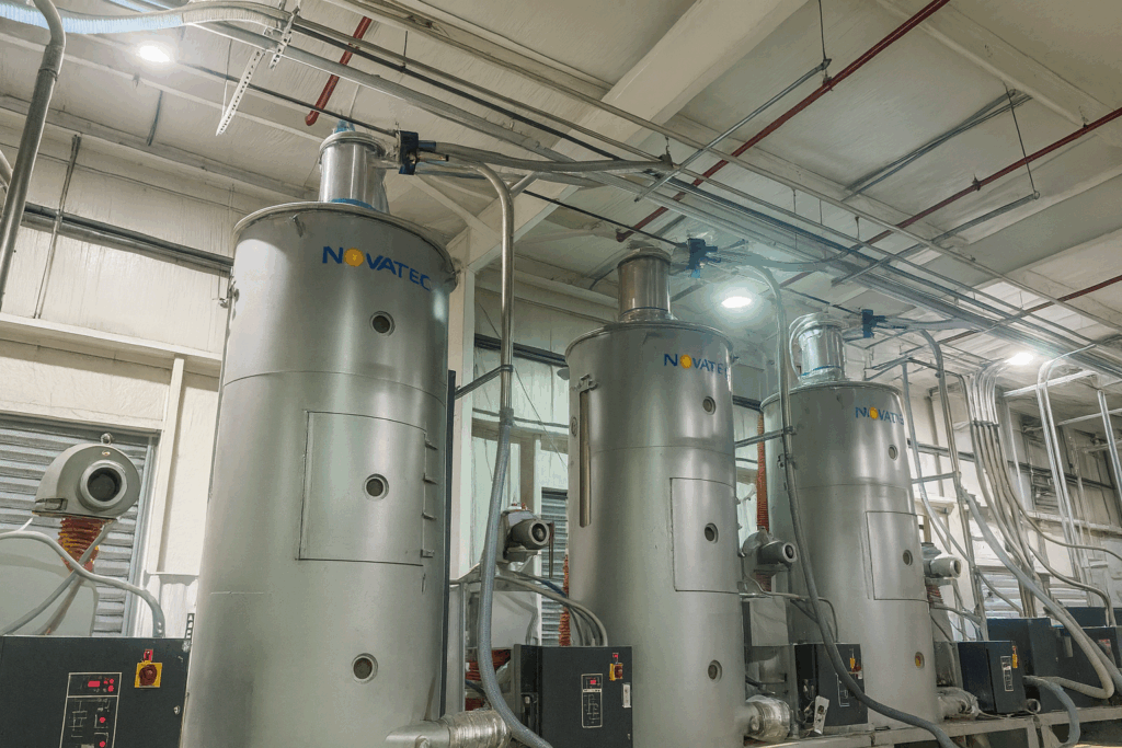 Resin dryers in Mack's Inman, SC, plant